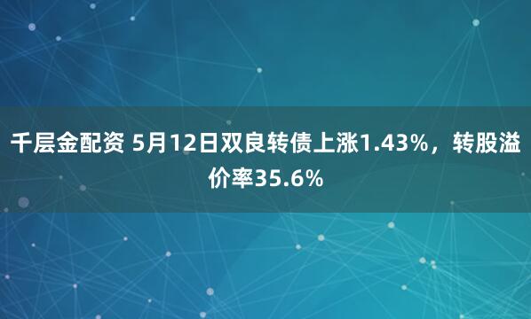 千层金配资 5月12日双良转债上涨1.43%，转股溢价率35.6%
