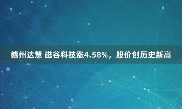 赣州达慧 磁谷科技涨4.58%，股价创历史新高